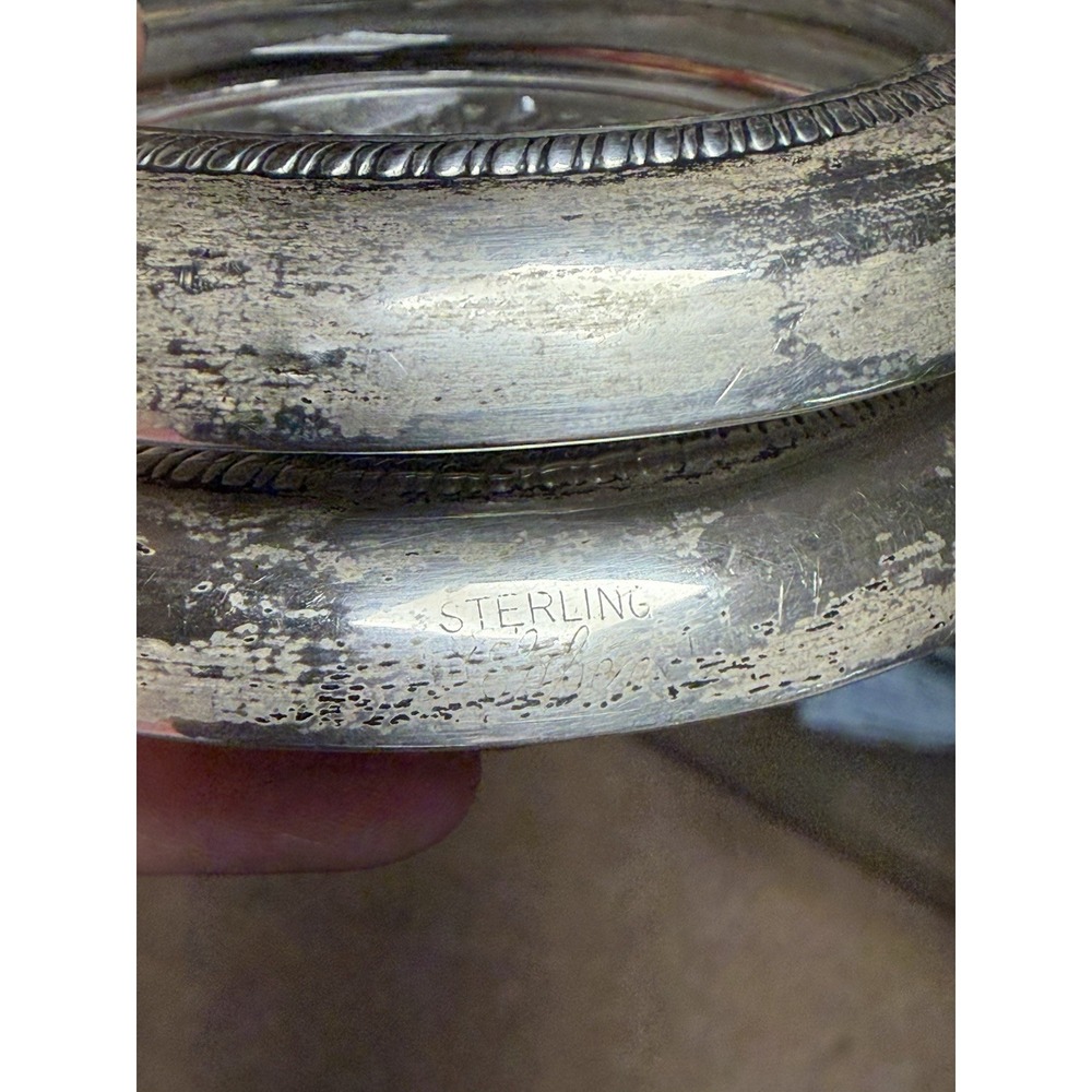 Vintage Sterling Silver Laben 6 Crystal Ashtray Cigar Round Coaster Starburst - Picture 8 of 9